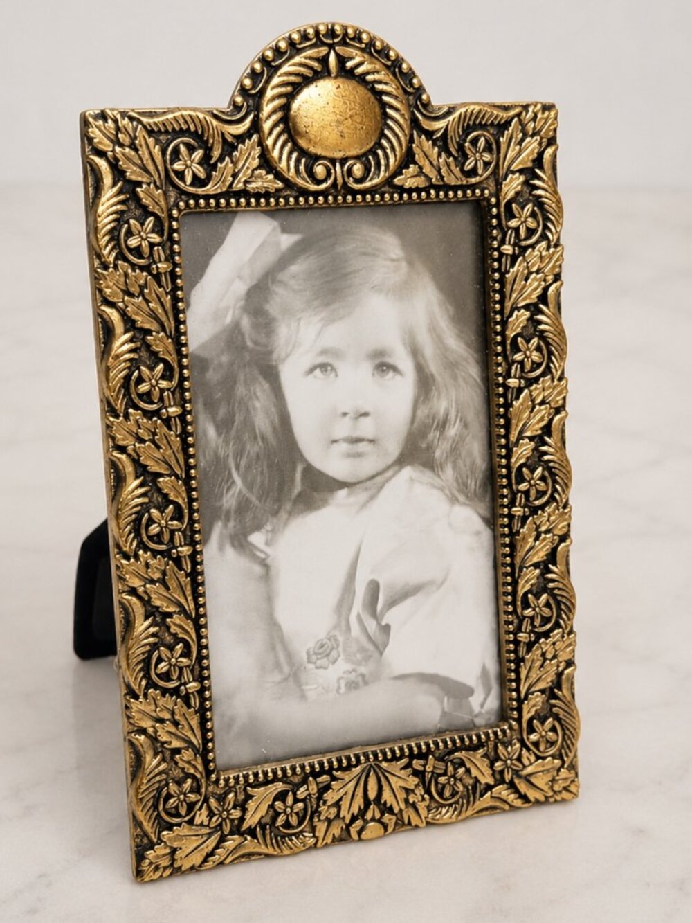 Vintage Ornate Gold Tone Picture Frame 3x4.5 Floral Baroque Made in Korea